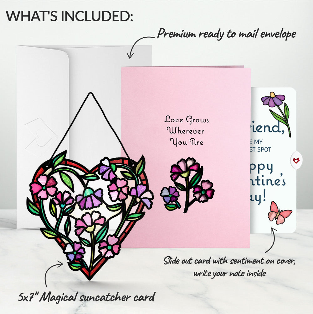 Love Grows Heart Valentine Suncatcher Card and Sentiment Set for Boyfriend