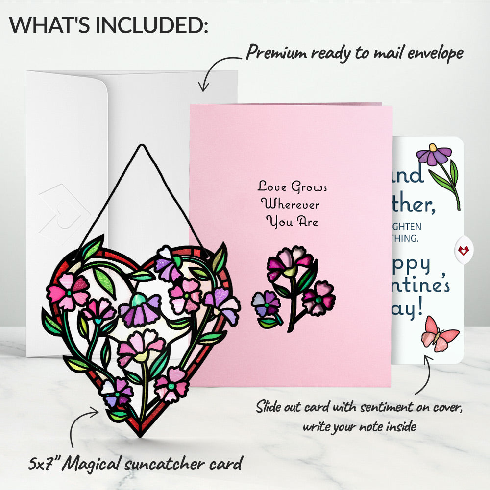 Love Grows Heart Valentine Suncatcher Card and Sentiment Set for Grandmother