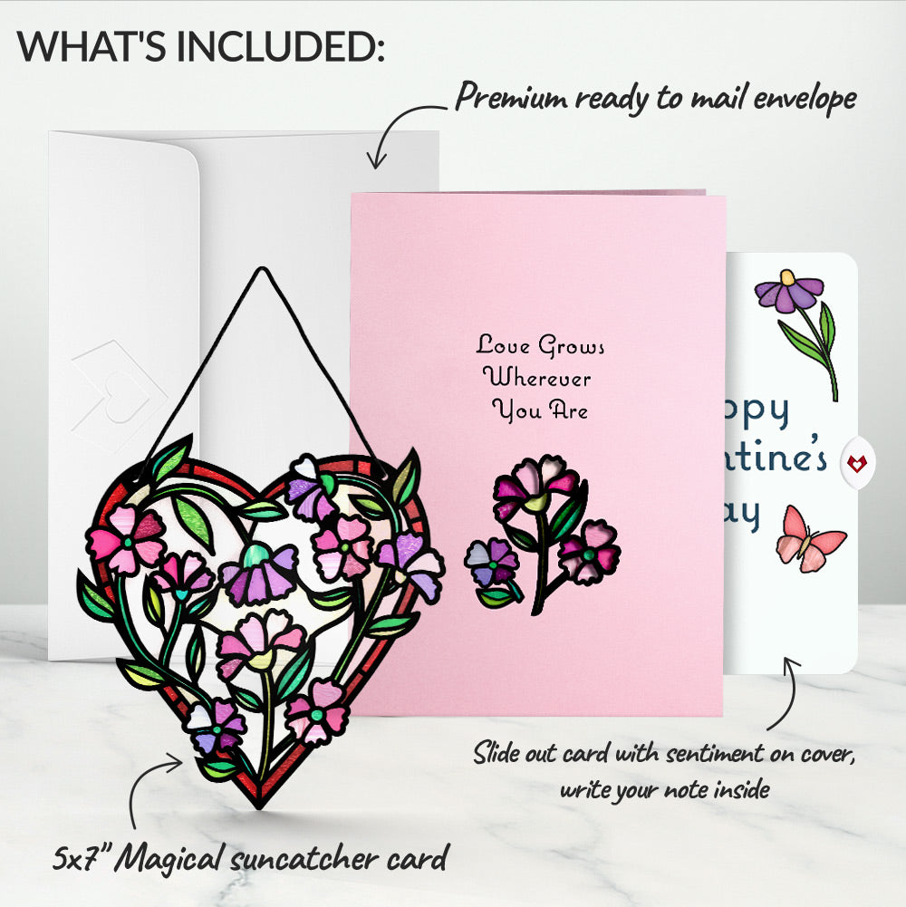 Love Grows Heart Valentine Suncatcher Card and Sentiment Set