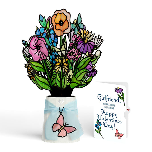 Garden Glow Valentine Suncatcher Bouquet and Sentiment Set for Girlfriend