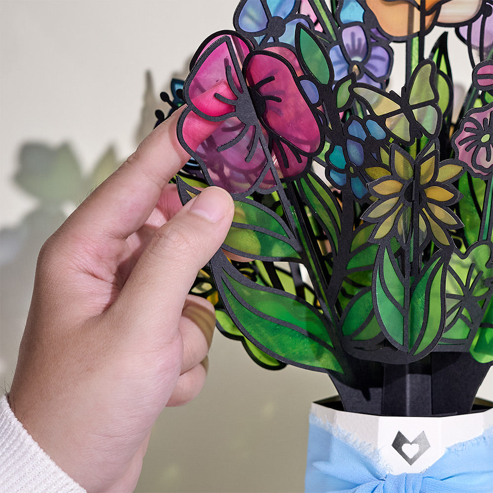 Garden Glow Valentine Suncatcher Bouquet and Sentiment Set for Granddaughter