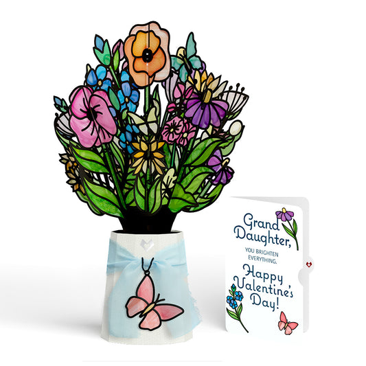 Garden Glow Valentine Suncatcher Bouquet and Sentiment Set for Granddaughter