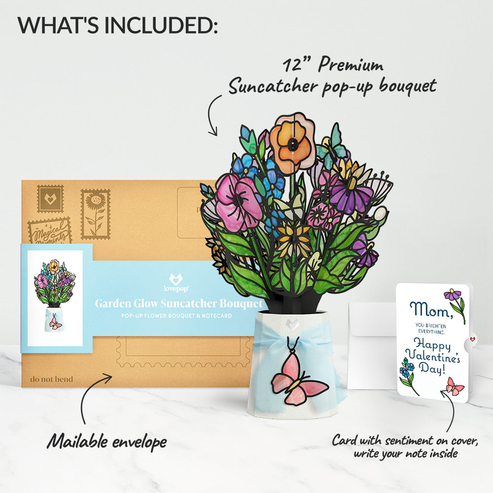 Garden Glow Valentine Suncatcher Bouquet and Sentiment Set for Mom