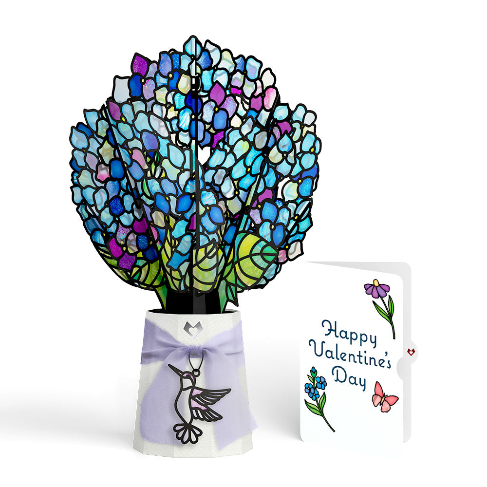 Sunlit Hydrangeas Valentine Suncatcher Bouquet and Sentiment Set
