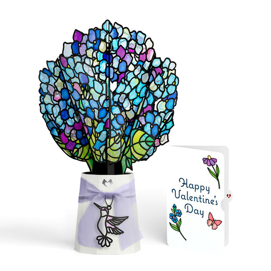 Sunlit Hydrangeas Valentine Suncatcher Bouquet and Sentiment Set