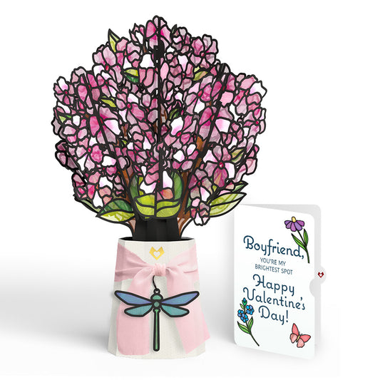 Sun-dappled Cherry Blossom Valentine Suncatcher Bouquet and Sentiment Set for Boyfriend