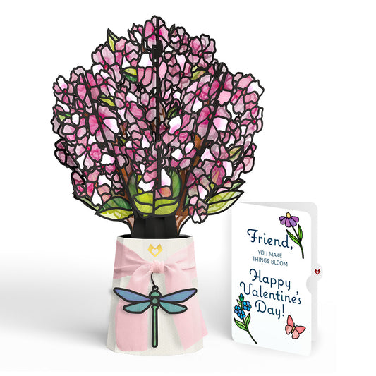 Sun-dappled Cherry Blossom Valentine Suncatcher Bouquet and Sentiment Set for Friend