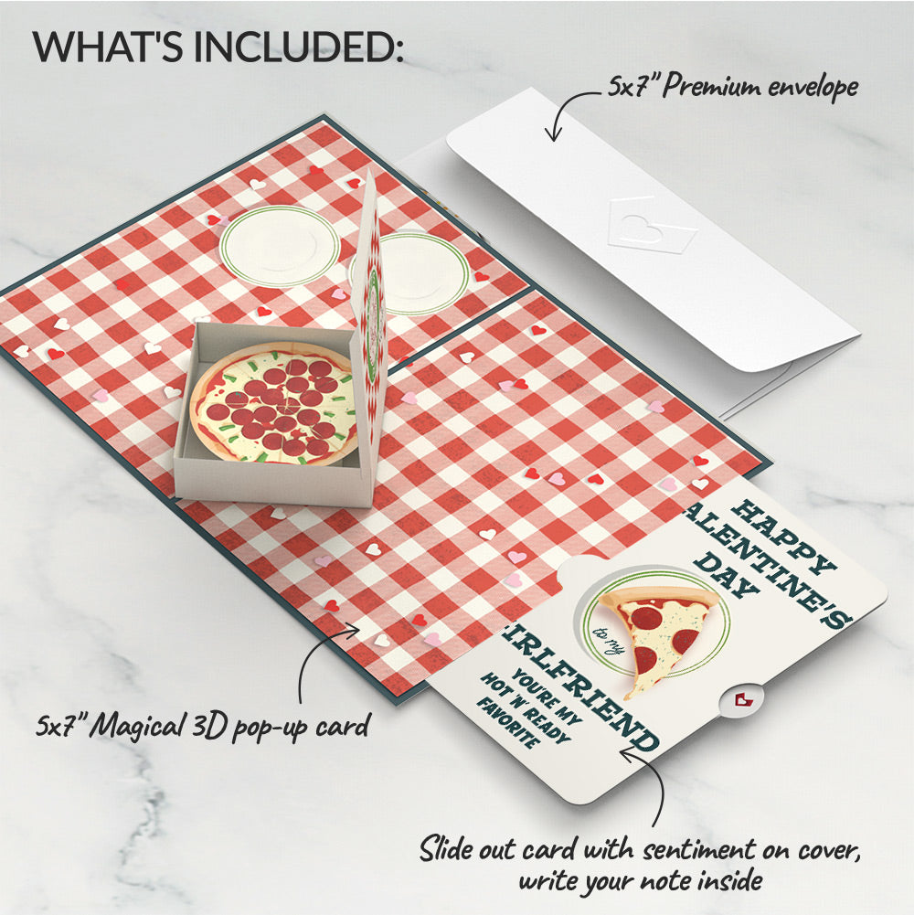 Pizza Love Valentine Pop-Up Card and Perfect Slice Sentiment Set for Girlfriend