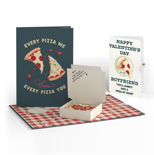 Pizza Love Valentine Pop-Up Card and Perfect Slice Sentiment Set for Boyfriend