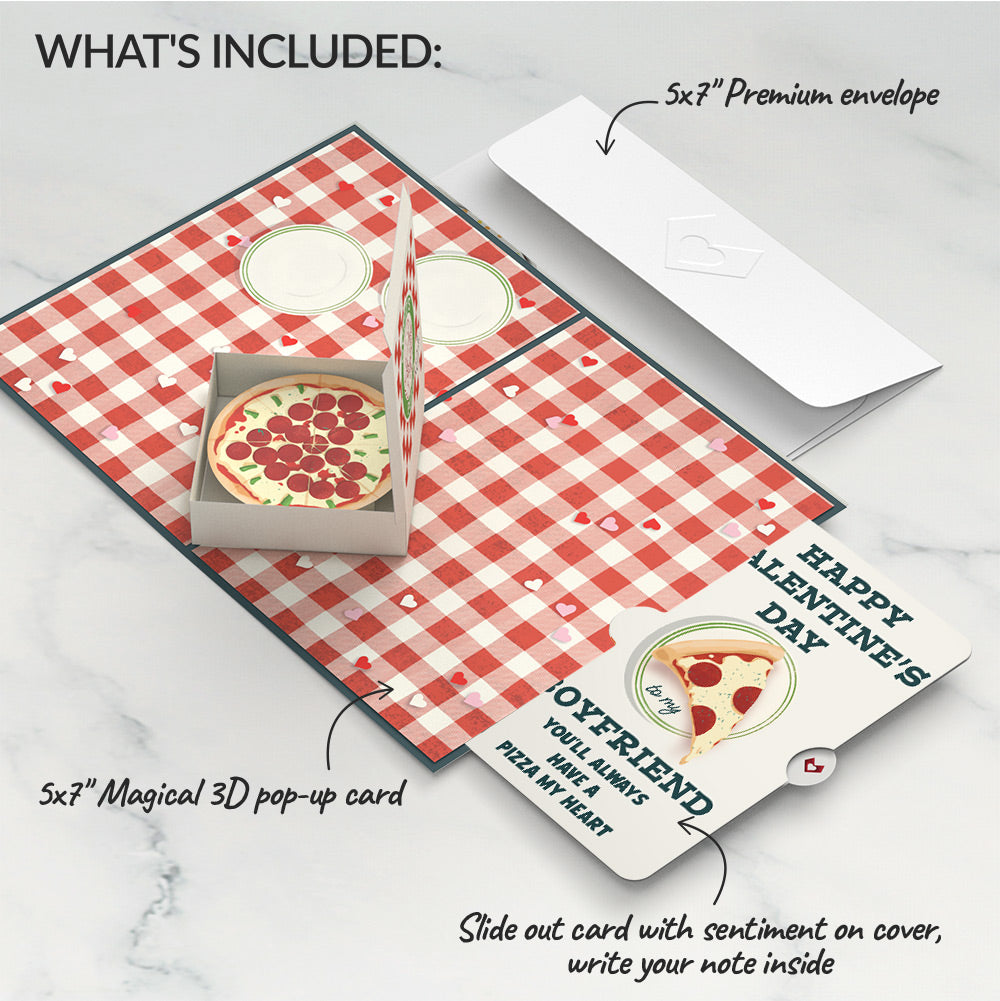 Pizza Love Valentine Pop-Up Card and Perfect Slice Sentiment Set for Boyfriend