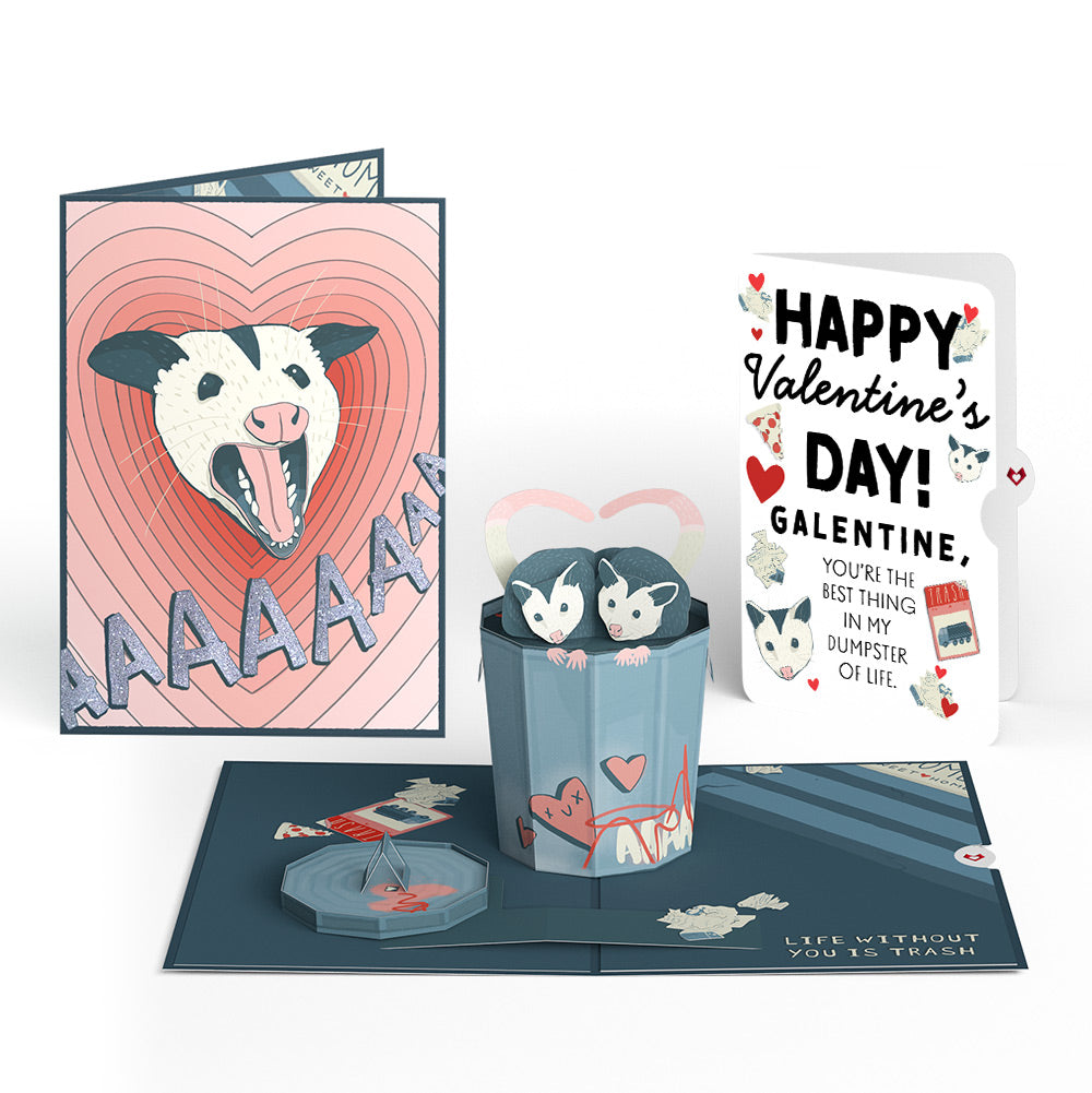 Life Without You Is Trash Possums Valentine Pop-Up Card and Sentiment Set for Bestfriend