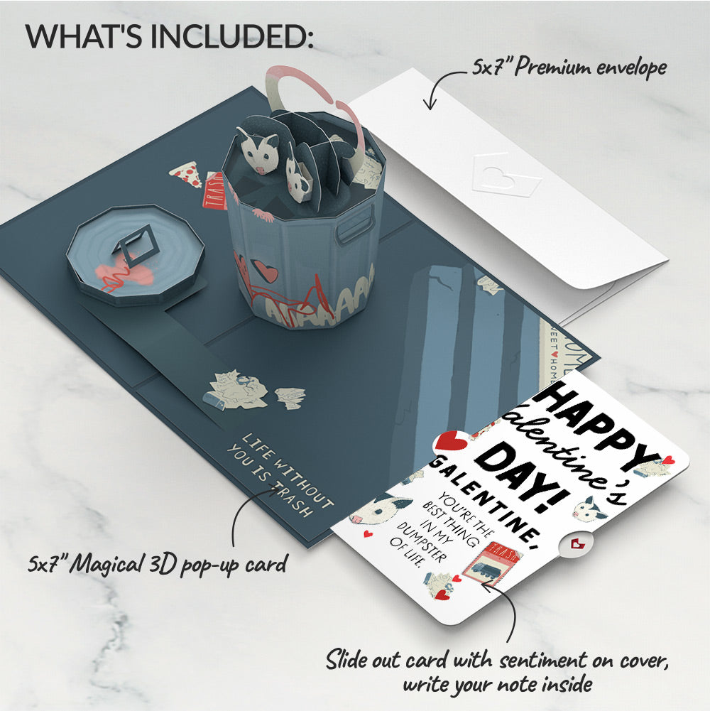 Life Without You Is Trash Possums Valentine Pop-Up Card and Sentiment Set for Bestfriend