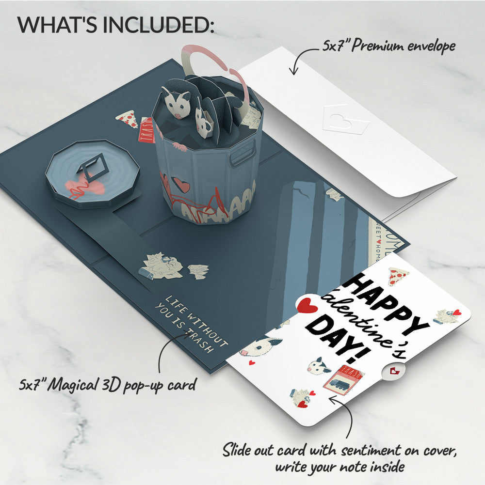 Life Without You Is Trash Possums Valentine Pop-Up Card and Sentiment Set