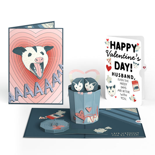 Life Without You Is Trash Possums Valentine Pop-Up Card and Sentiment Set for Husband
