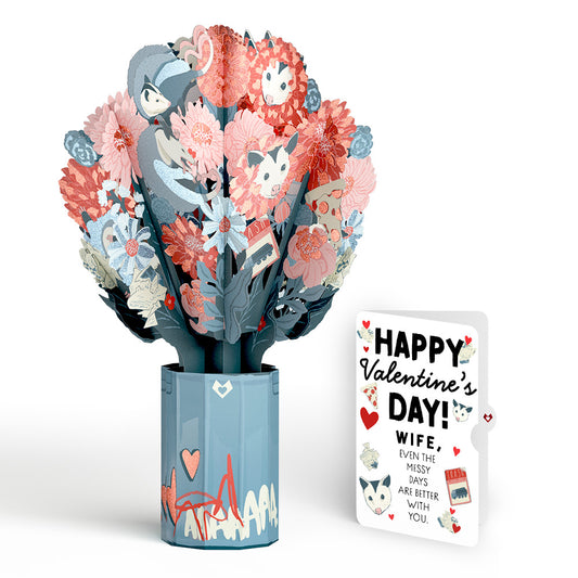 Party Possums Valentine Glitter Bouquet and Sentiment Set for Wife