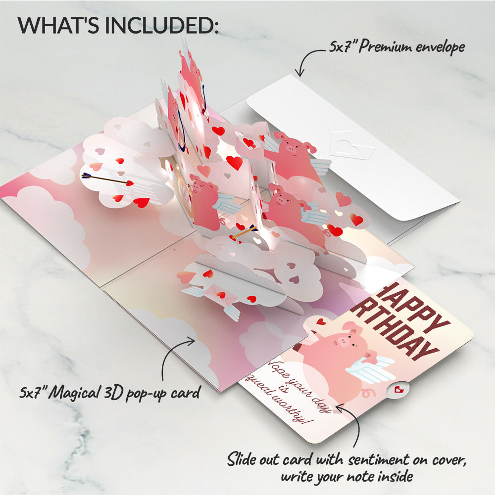 Hogs and Kisses Birthday Music and Light Pop-Up Card and Sentiment Set