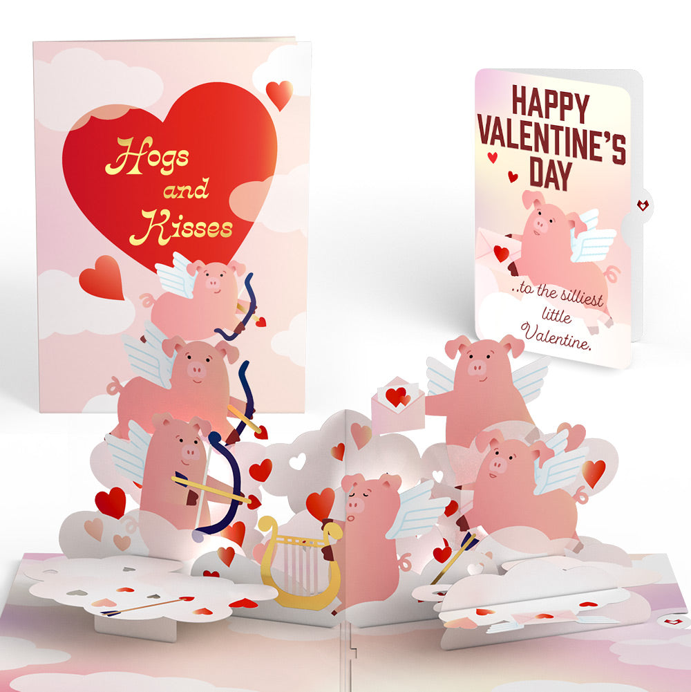 Hogs and Kisses Valentine Music and Light Pop-Up Card and Sentiment Set for Kid