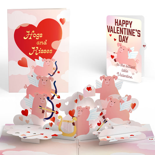 Hogs and Kisses Valentine Music and Light Pop-Up Card and Sentiment Set for Kid