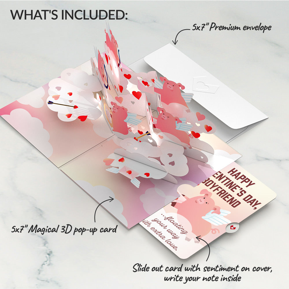 Hogs and Kisses Valentine Music and Light Pop-Up Card and Sentiment Set for Boyfriend