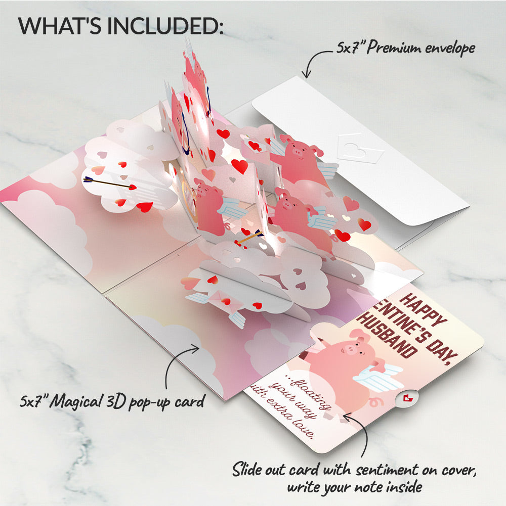 Hogs and Kisses Valentine Music and Light Pop-Up Card and Sentiment Set for Husband