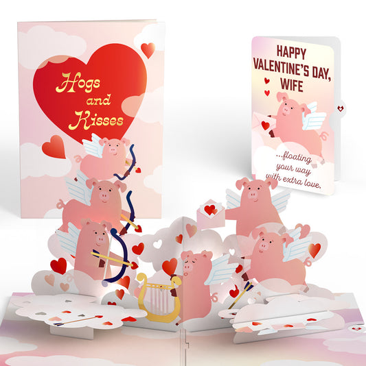 Hogs and Kisses Valentine Music and Light Pop-Up Card and Sentiment Set for Wife