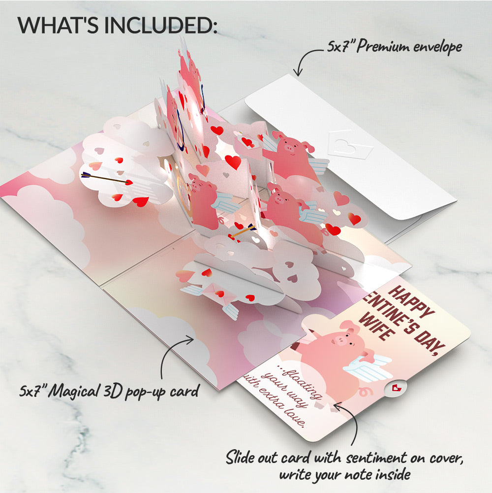 Hogs and Kisses Valentine Music and Light Pop-Up Card and Sentiment Set for Wife