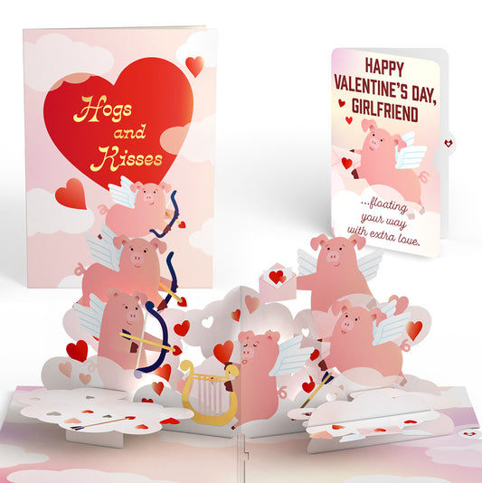 Hogs and Kisses Valentine Music and Light Pop-Up Card and Sentiment Set for Girlfriend