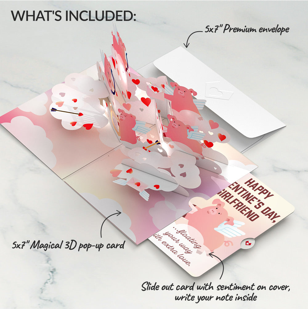Hogs and Kisses Valentine Music and Light Pop-Up Card and Sentiment Set for Girlfriend
