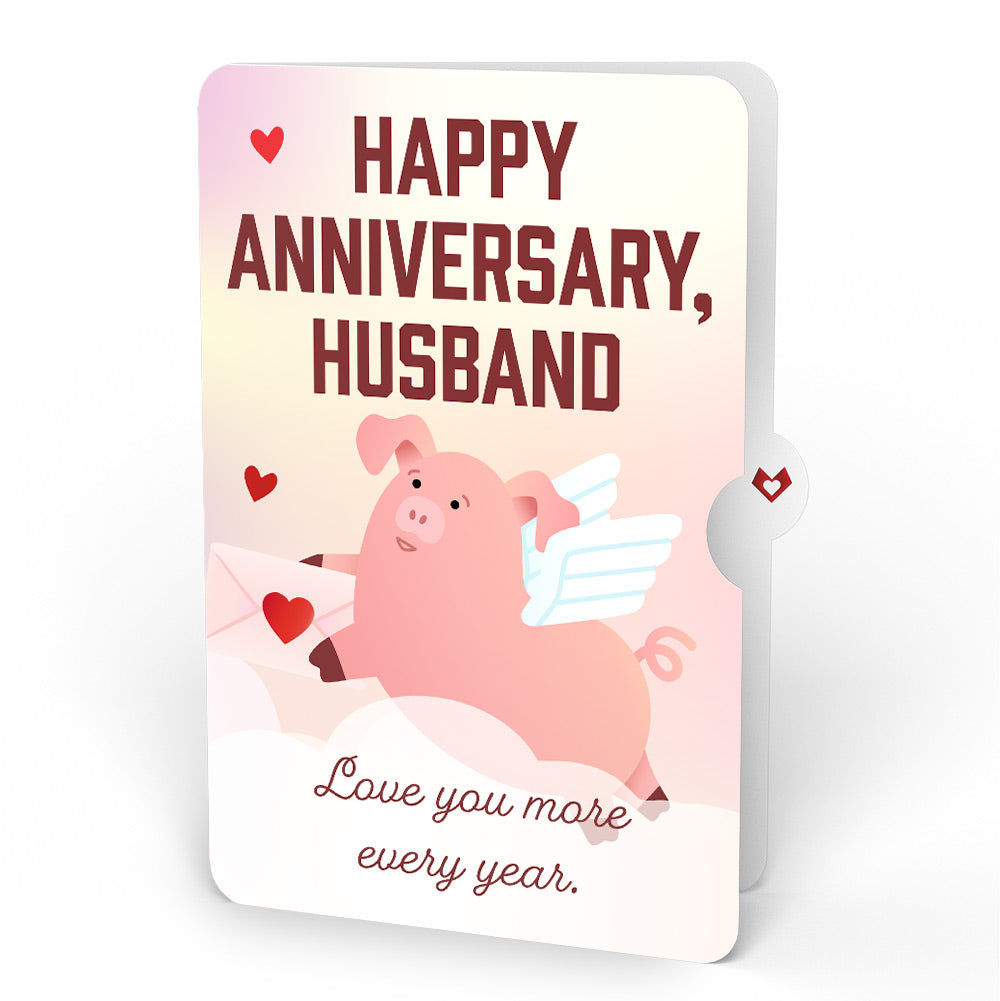 Hogs and Kisses Anniversary Music and Light Pop-Up Card and Sentiment Set for Husband