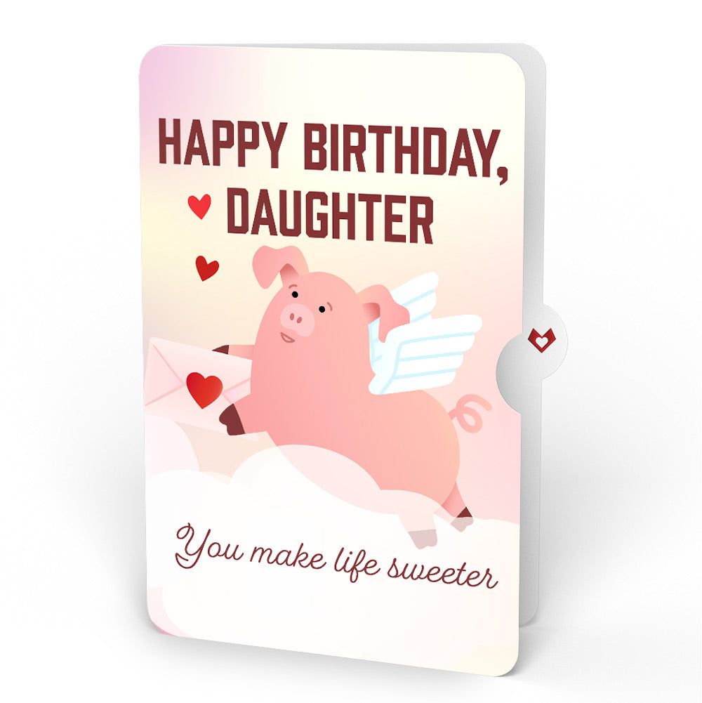 Hogs and Kisses Birthday Music and Light Pop-Up Card and Sentiment Set for Daughter