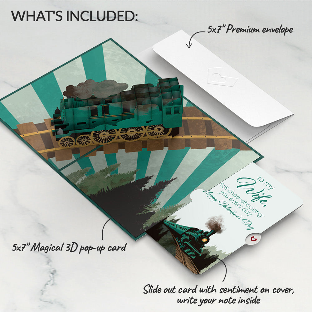 Classic Train Valentine Pop-Up Card and Sentiment Set for Wife