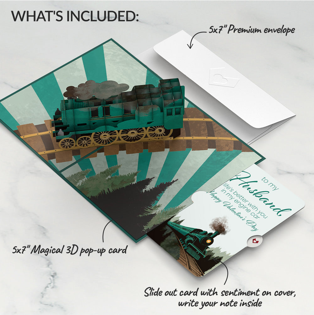 Classic Train Valentine Pop-Up Card and Sentiment Set for Husband