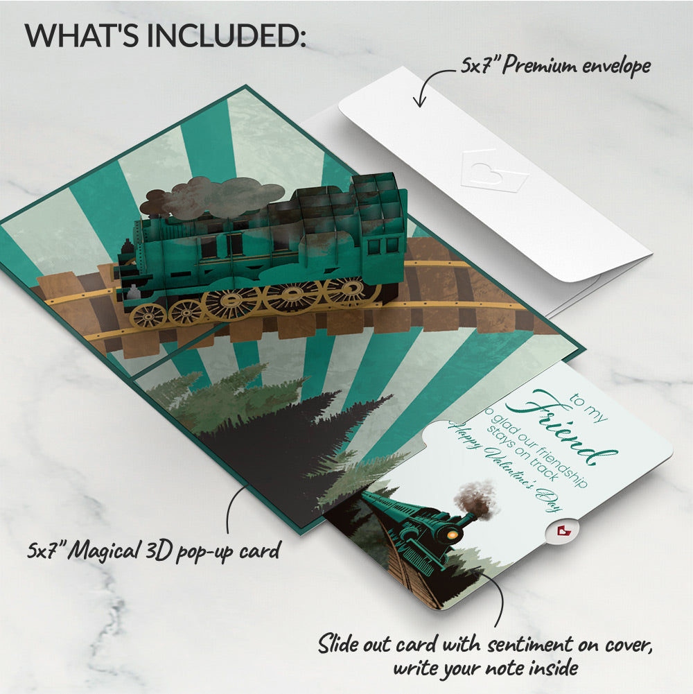 Classic Train Valentine Pop-Up Card and Sentiment Set for Friend