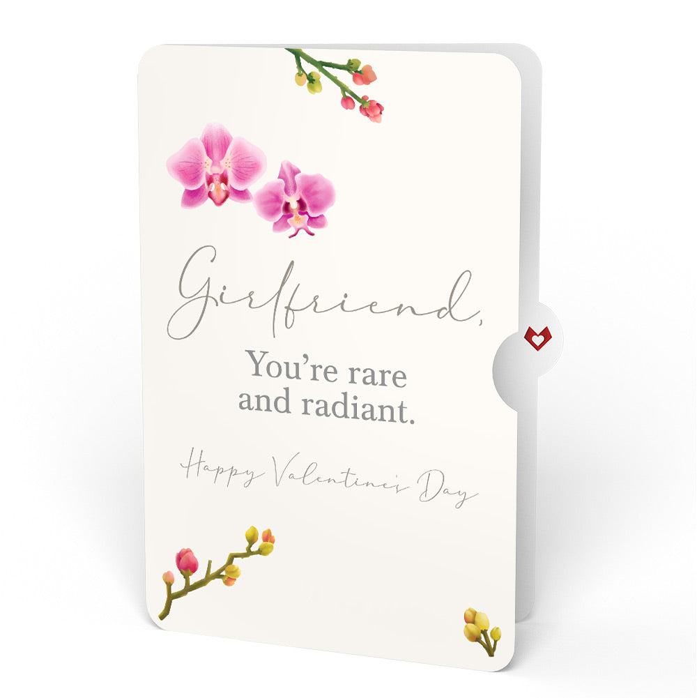 Watercolor Orchid Valentine Pop-Up Card and Sentiment Set for Girlfriend
