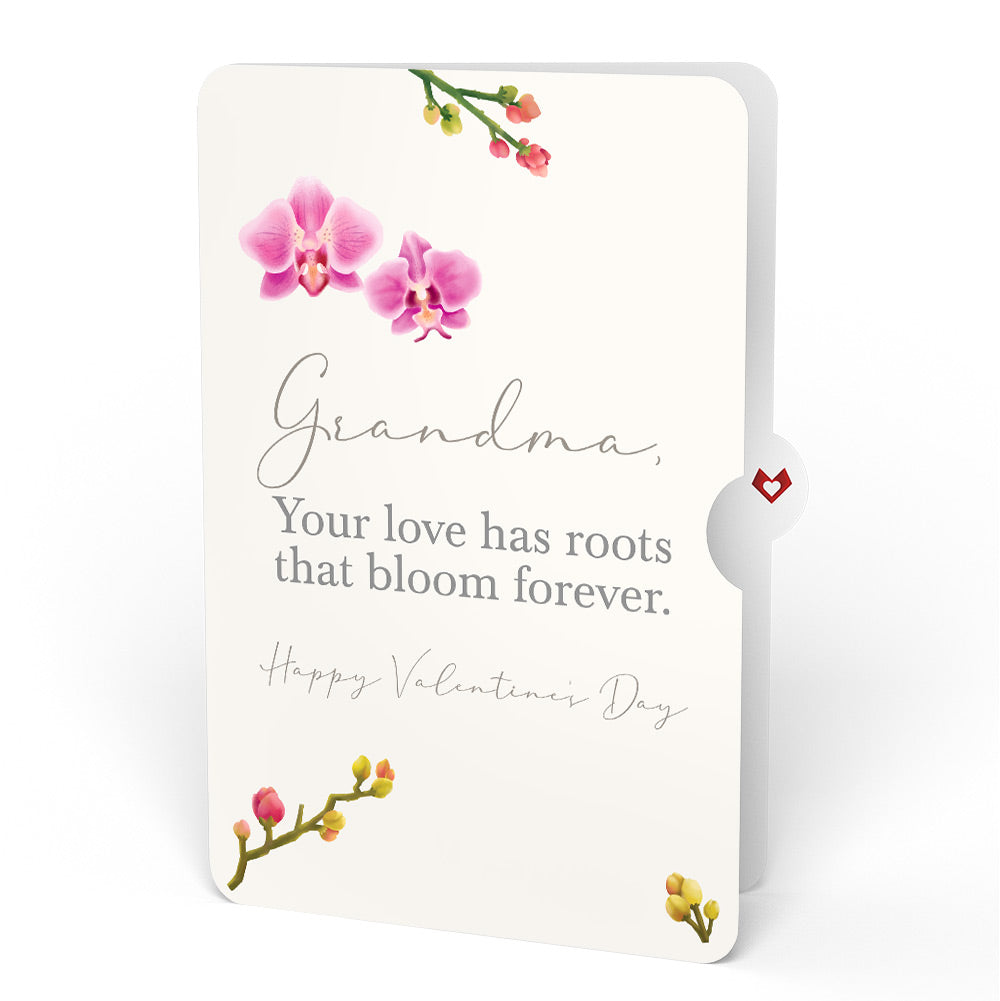 Watercolor Orchid Valentine Pop-Up Card and Sentiment Set for Grandmother