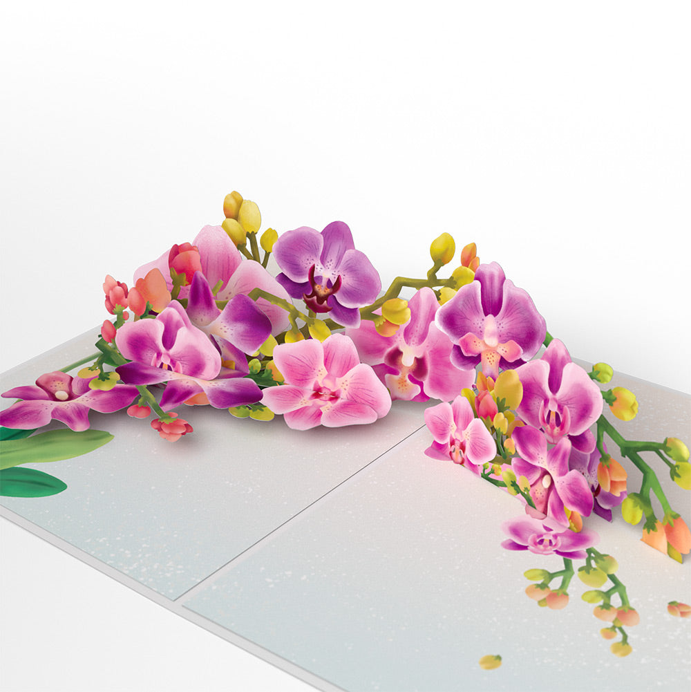 Watercolor Orchid Valentine Pop-Up Card and Sentiment Set for Granddaughter