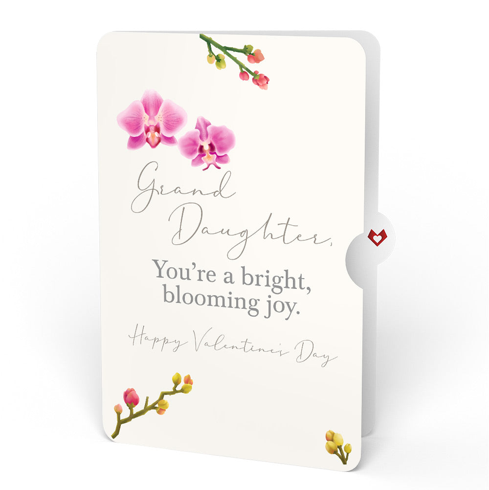 Watercolor Orchid Valentine Pop-Up Card and Sentiment Set for Granddaughter