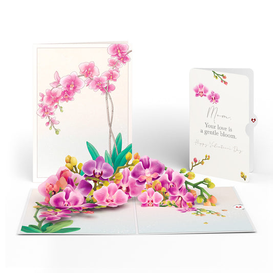 Watercolor Orchid Valentine Pop-Up Card and Sentiment Set for Mom
