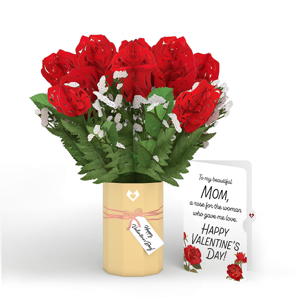 Valentine's Day Flower Bouquet and Sentiment Set for Mom