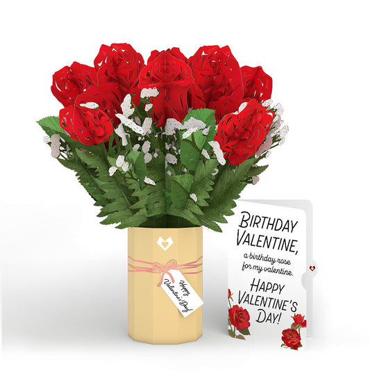 Valentine's Day Flower Birthday Bouquet and Sentiment Set
