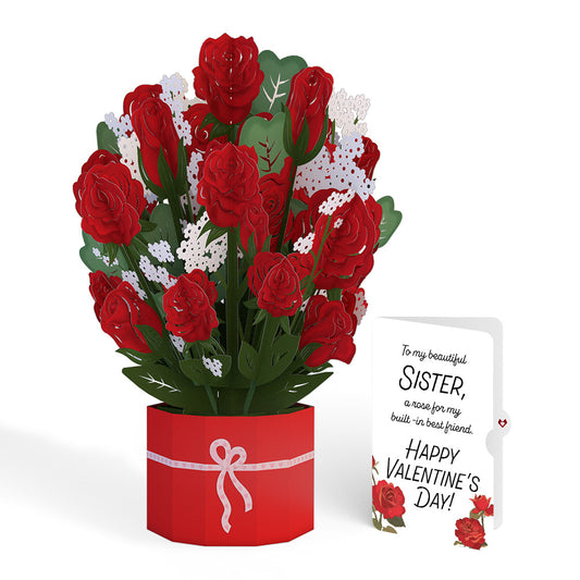 Red Rose Valentine Grand Bouquet and Sentiment Set for Sister