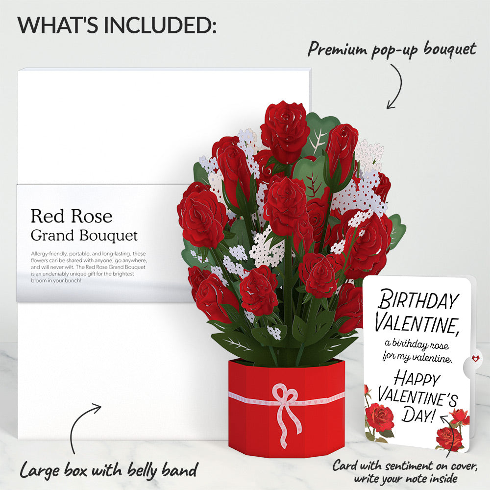 Red Rose Birthday Grand Bouquet and Sentiment Set