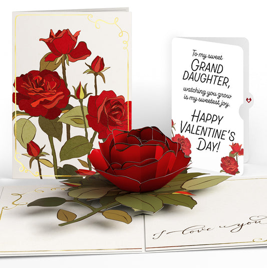 I Love You Roses Valentine Pop-Up Card and Sentiment Set for Granddaughter