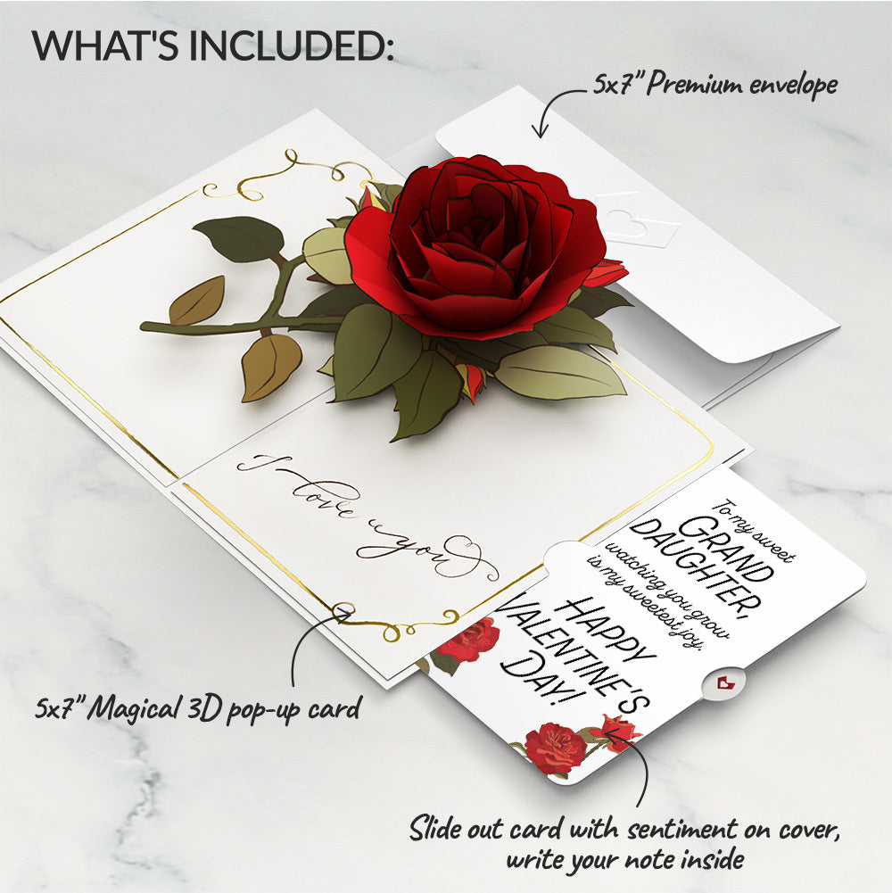 I Love You Roses Valentine Pop-Up Card and Sentiment Set for Granddaughter