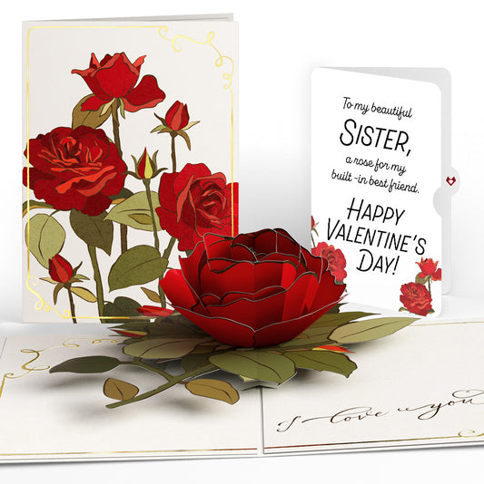 I Love You Roses Valentine Pop-Up Card and Sentiment Set for Sister