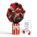 Romantic Red Roses Valentine Bouquet and Roses Sentiment Set for Sister