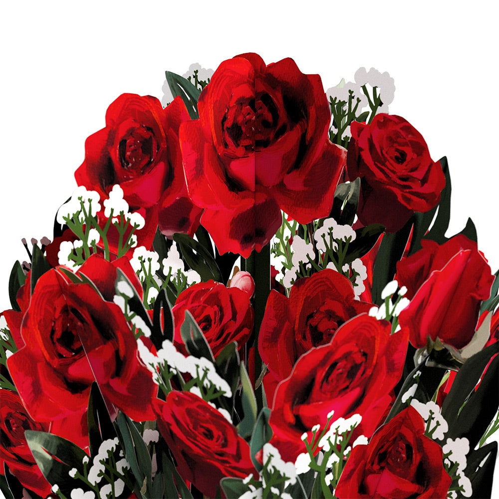 Romantic Red Roses Birthday Bouquet and Roses Sentiment Set