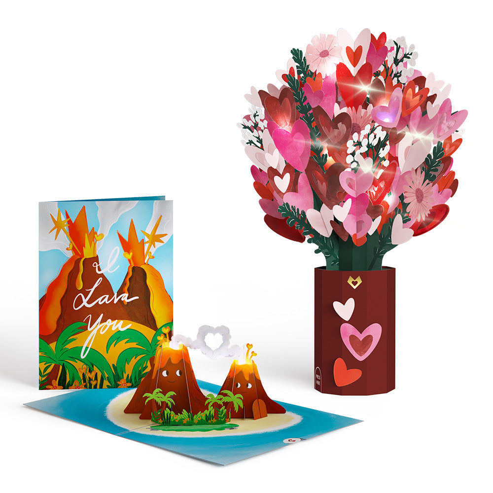 I Lava You Light-Up Pop-Up Card & Bouquet Bundle