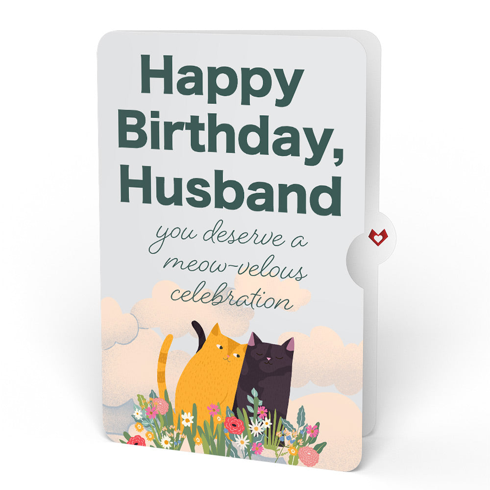 Feline Fancy Birthday Glitter Bouquet and Sentiment Set for Husband