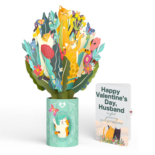 Feline Fancy Valentine Glitter Bouquet and Sentiment Set for Husband